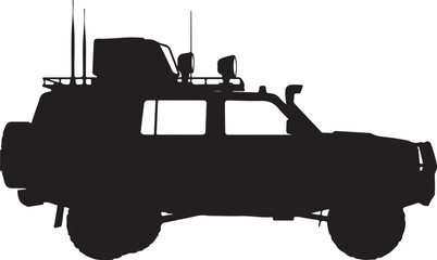 Black silhouette SUV, off-road vehicle, 4x4 truck, rugged car © Enamul