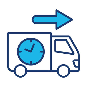 Fast Delivery Icon In Blue Monochrome Flat Design, Vector Illustration