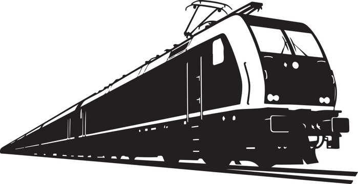 Black train, locomotive vector, railway transportation, monochrome illustration