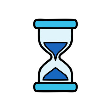 Blue Sand Timer Measuring Limited Waiting Duration