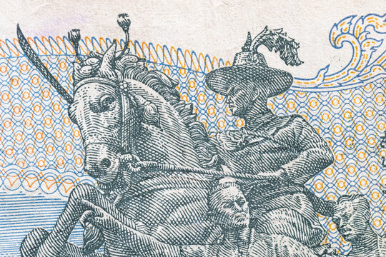 Macro texture of intricate guilloche patterns on Thai banknote
