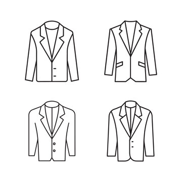 Four different line drawing styles of business jackets with various lapels and button configurations  business attire  menswear