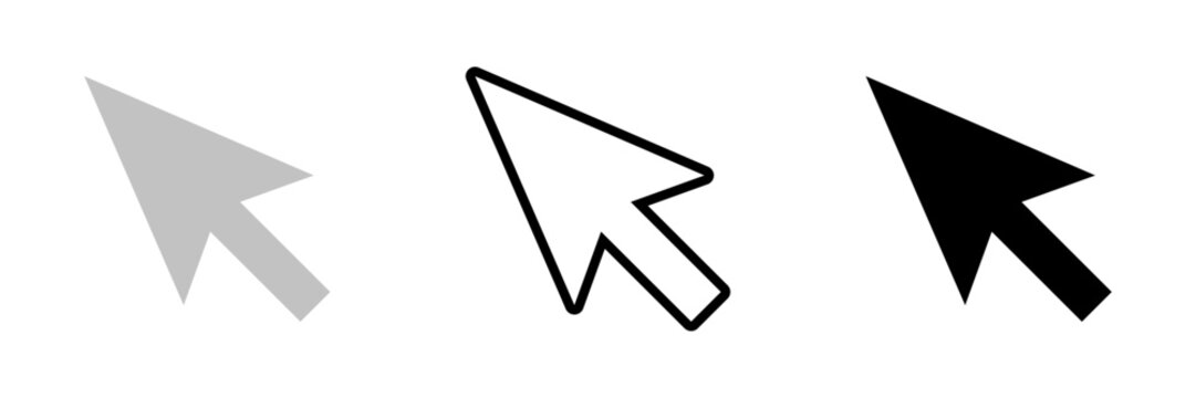 カーソルアイコンセット マウスポインターのカラー・アウトライン・シルエットUIベクター素材 / Cursor icon set mouse pointer in color outline and silhouette UI vector