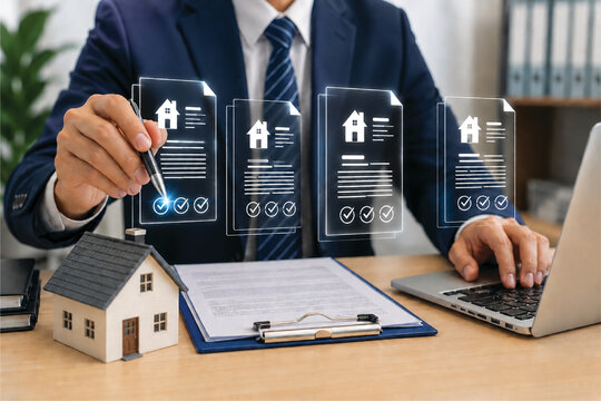 Real Estate Contract Approval and Digital Property Documentation Concept
