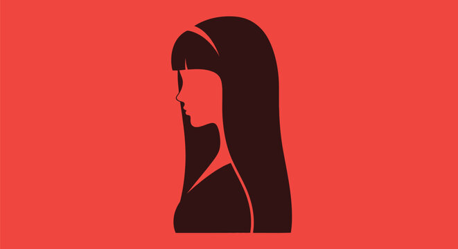 Woman with long hair profile.