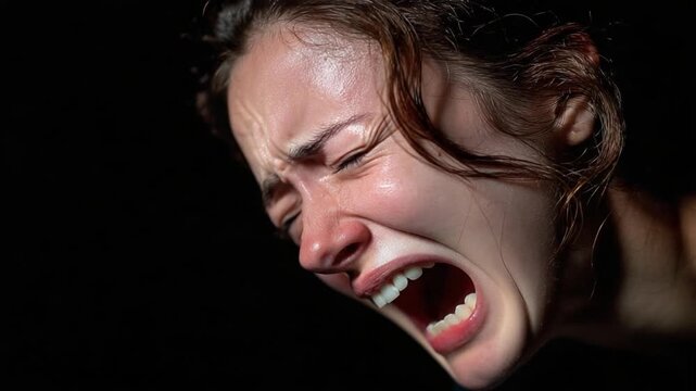 Raw Emotion: Capturing a moment of intense emotional display, a person is seen in a state of raw vulnerability, conveying deep sadness or pain. 