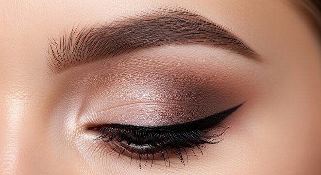 Closeup of womans eye with makeup.