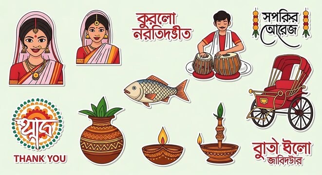 Bengali culture festival celebration symbols.