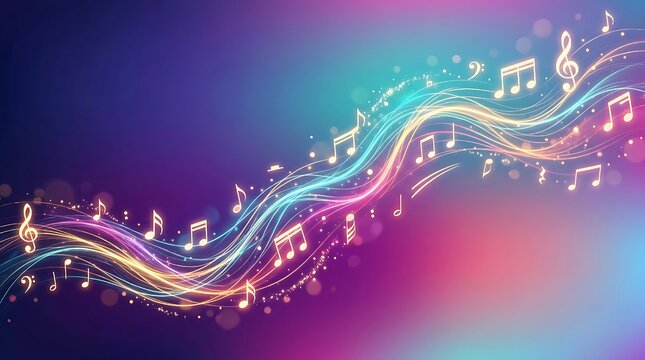 Abstract music notes and treble clef design in vibrant colors