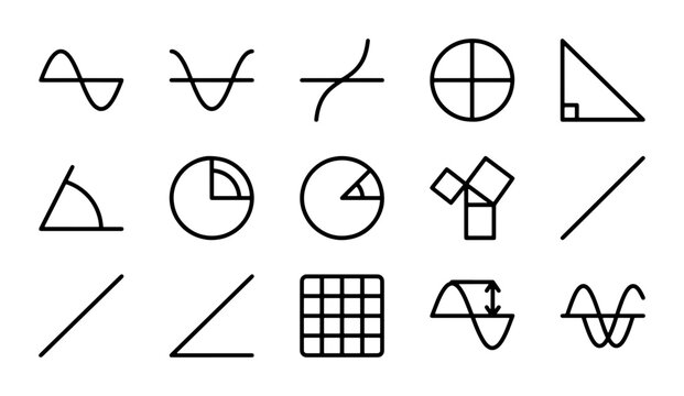 Geometric Math Symbols, Shapes, and Diagrams: Education, Science, and Learning Icons