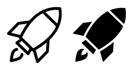 Rocket Ship Icons, Spacecraft Vector Graphics, Launch Symbols, Futuristic Exploration Set © Sultana