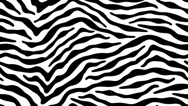 Seamless black and white zebra stripe pattern high contrast animal print with flowing lines high quality professional detailed