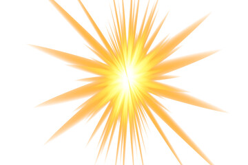 Fototapeta premium Bright yellow starburst explosion with radiant light streaks on white