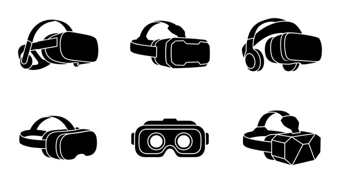 Virtual Reality Headsets, VR Goggles Icons Set, Futuristic Technology Visuals