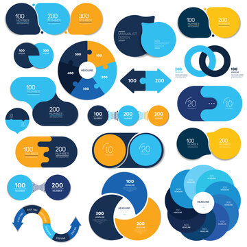Set of roud cirles schemes, diagrams. One, two, three, four infographic template.
