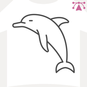 Dolphin line icon, playfulness, grace concept. Vector graphics. Ocean friendly animal sign and editable stroke, outline style icon for mobile or web design.