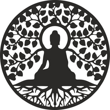 silhouette of yoga pose, buddha logo design, 