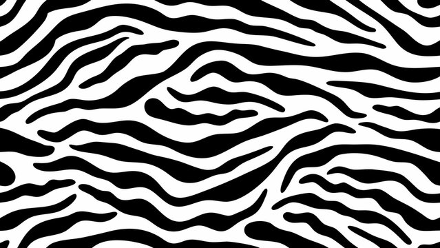 Seamless black and white zebra stripe pattern with flowing organic shapes high quality professional detailed modern elegant stylish