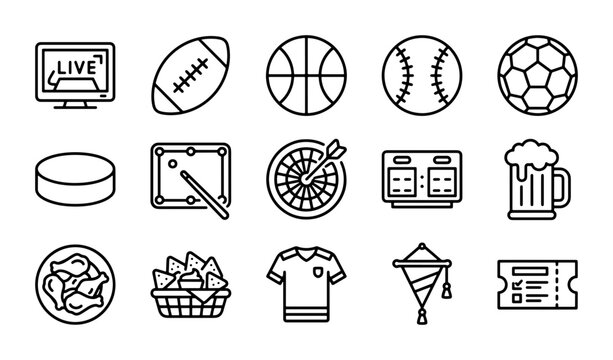 Sports Icons Set, Game Day Symbols, Entertainment Graphics