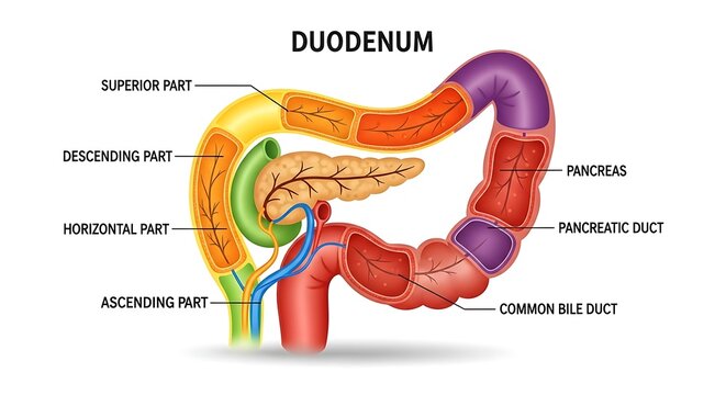 Anatomy of the human duodenum intestine.