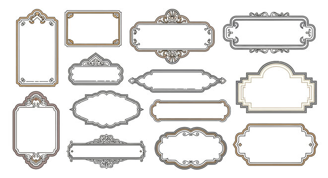 Collection of ornate vintage decorative frames and borders in various shapes and styles