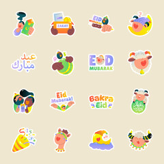 Fototapeta premium Flat Style Muslim Festival Stickers