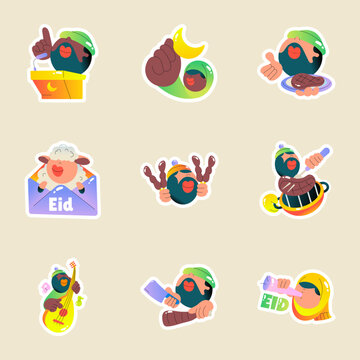 Flat Style Islamic Greeting Stickers

