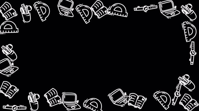 Education Icons Frame 4k Transparent Loop Video Overlay