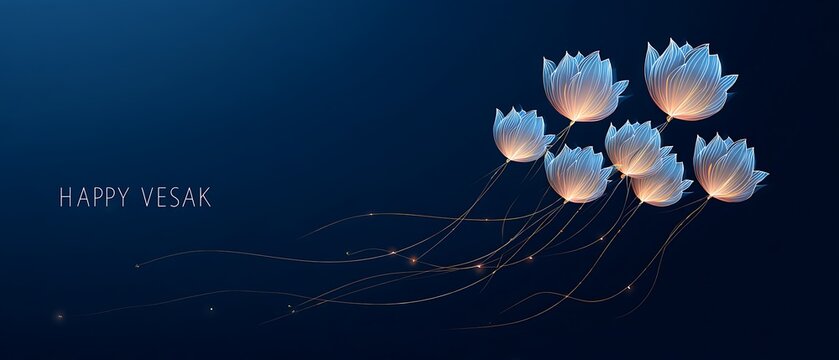 glowing lotus vesak lanterns floating upward
