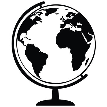 Globe silhouette illustration, world map vector, earth representation, geography object.
