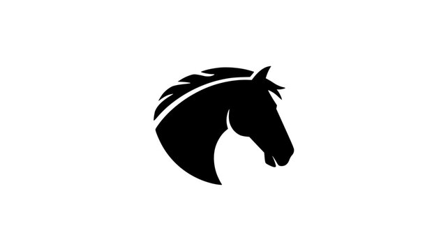 Minimalist Horse Head Silhouette Logo &ndash; Elegant Black Equine Vector Illustration