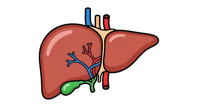 Human liver and gallbladder anatomy.