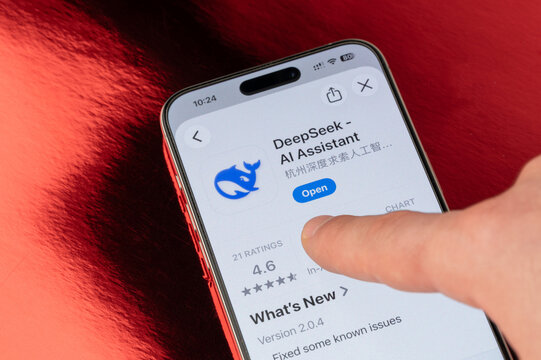 Open Deepseek AI app on iphone smartphone