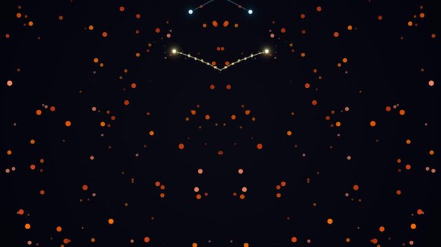 Orion constellation in a starry night sky with orange and white stars