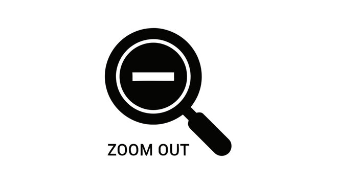 Vector illustration of zoom out icon, magnifying glass with minus sign on a transparent background