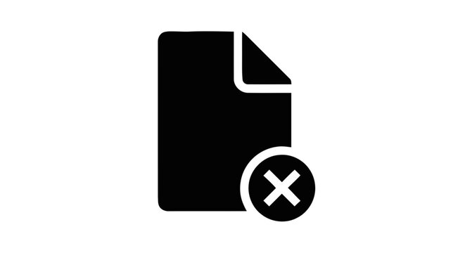 Vector illustration of file delete icon, document remove symbol, cancel file, delete document, remove file on a transparent background