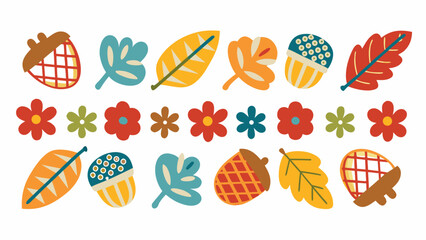 Autumn floral and leaf pattern colorful vector illustration with white background high quality professional detailed modern elegant stylish © Sujit