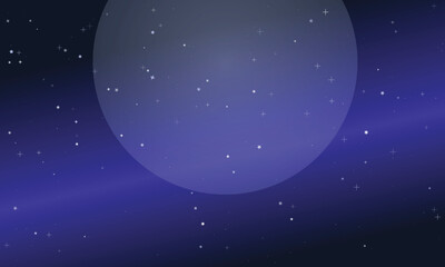 Abstract Blue Space Background with Large Planet and Glowing Stars  Celestial Night Sky Galaxy Illustration for Digital Design © Rakibs