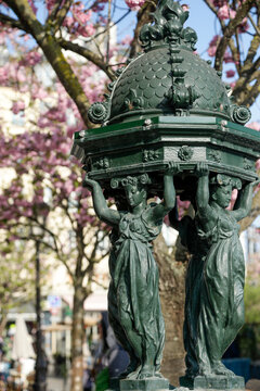 Historic Wallace fountain on Paris street