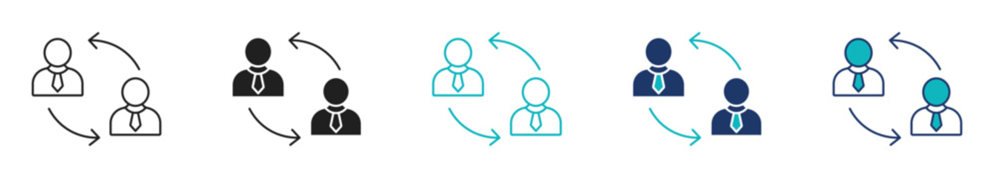 

Employee Exchange Icon Set, Business People Transfer Icons, Outline, Solid and Dual Color Vector Illustration