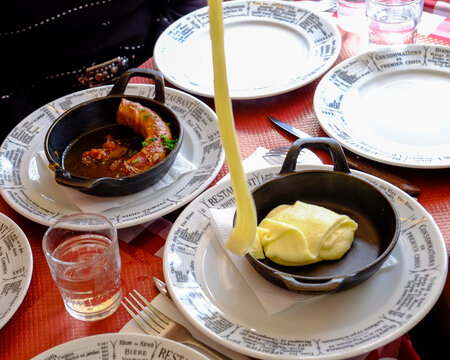 Regional French winter dish with potatoes cheese and sausage