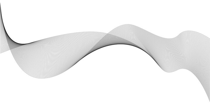 Abstract black wave lines background with a flowing dynamic curve on a white backdrop. JPEG version.
