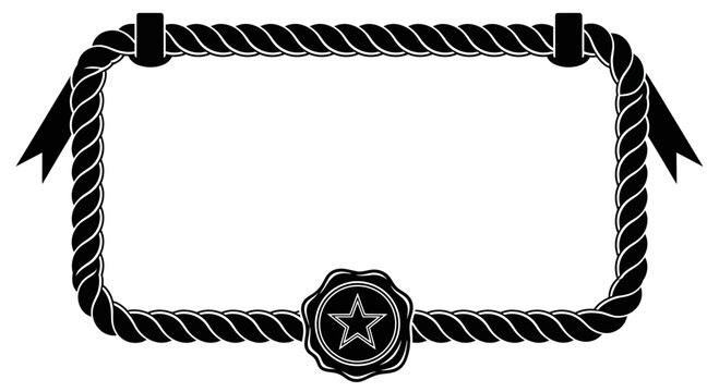 Black star badge ribbon frame label.