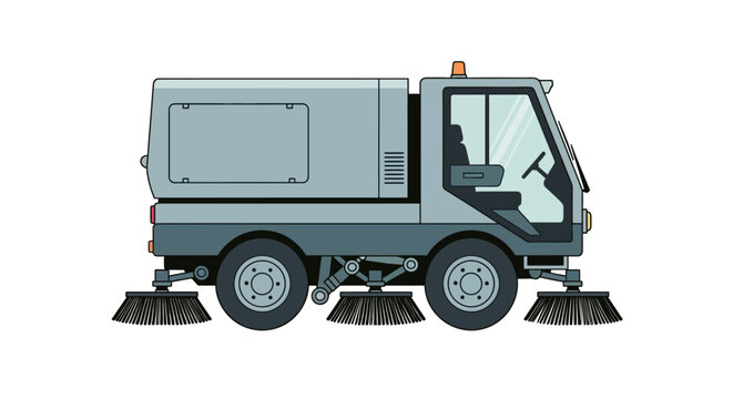 Modern Street Sweeper Truck Illustration City Cleaning Vehicle Icon