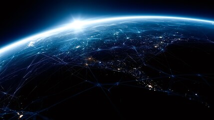 Obraz premium Earth surface showing global network connections and technology