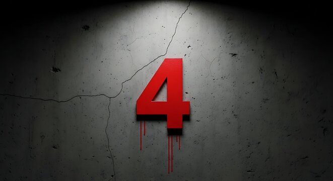 Dramatic Red Number Four Spotlight.