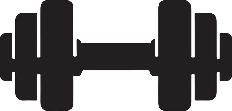 Bold silhouette dumbbell icon vector isolated on white background for fitness design.