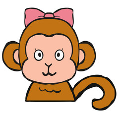 Fototapeta premium 猿の素材 年賀状素材 猿 申 アイコン This is a graphic image of a monkey. It's considered a lucky charm in Japan.