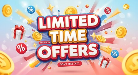 Fototapeta premium Limited Time Offers Discount Sale Advertisement.