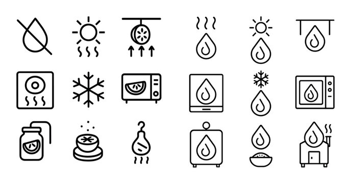 Heating and temperature icons showing heat cold and control